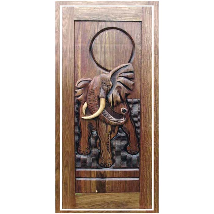 ... : Oversize Pre-Hung Single Hardwood Door | Elephant Carving Design